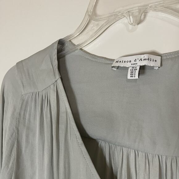 NWOT ANTHROPOLOGIE MAISON d’AMELIE BLOUSE LIGHT SAGE GREEN SIZE SMALL - Picture 2 of 5